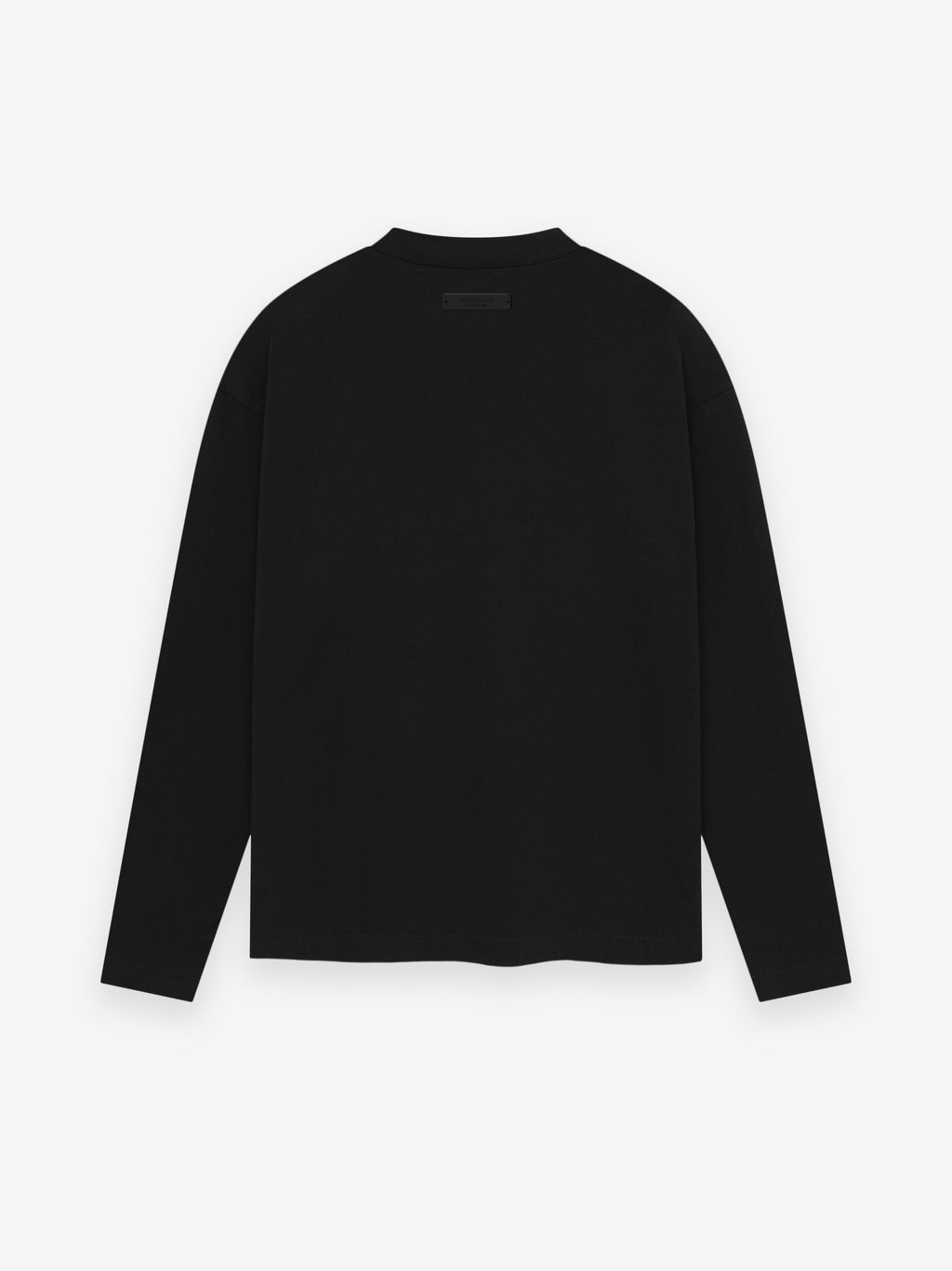 Plain black long-sleeve shirt with crewneck, showing the back side without visible logos or designs