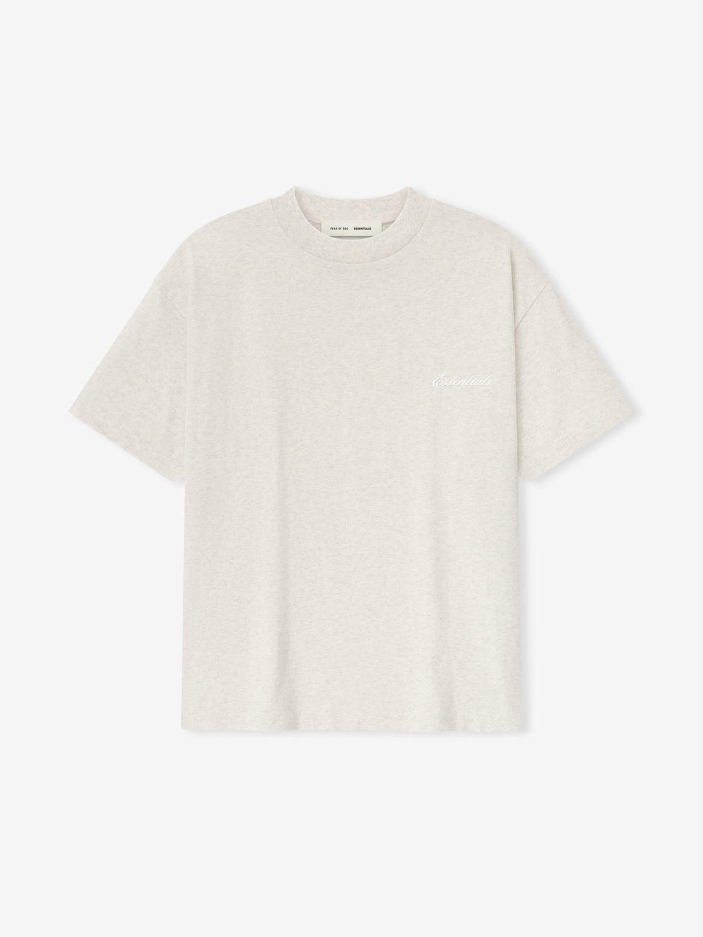Front view of oatmeal heather Embroidered Classic Short Sleeve Tee with subtle chest logo, gallery image 0 file 125HO254192F