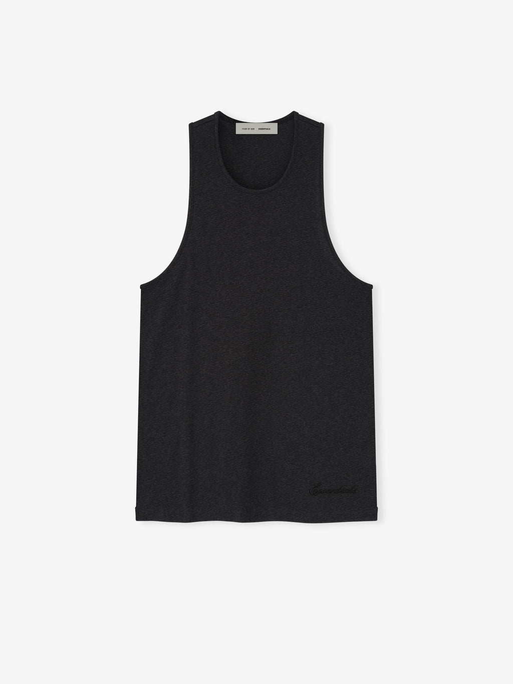 Vintage black Embroidered Essential Tank with subtle tonal logo near hem, front flat lay, gallery image zero file name 125HO254231F