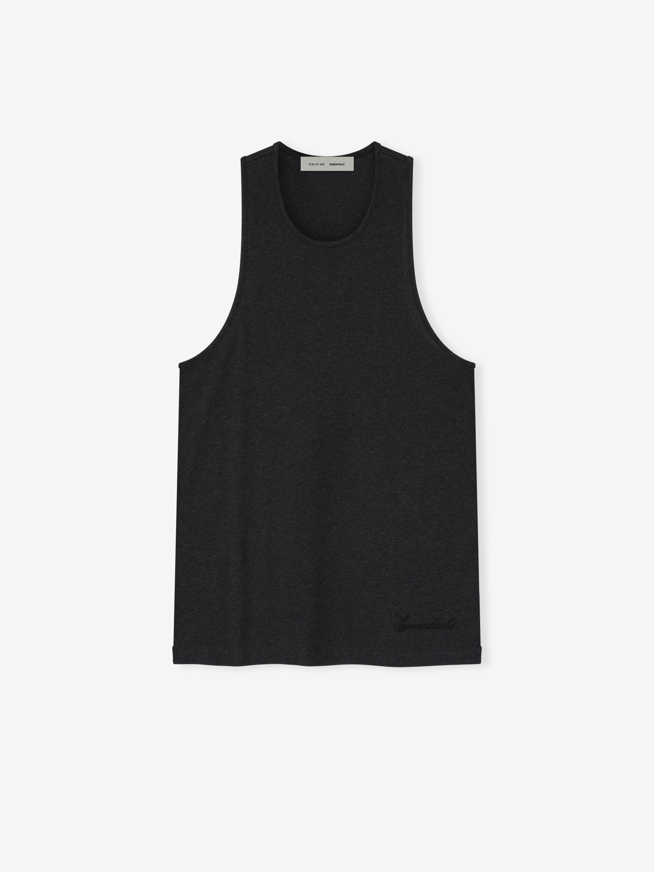 Vintage black Embroidered Essential Tank with subtle tonal logo near hem, front flat lay, gallery image zero file name 125HO254231F