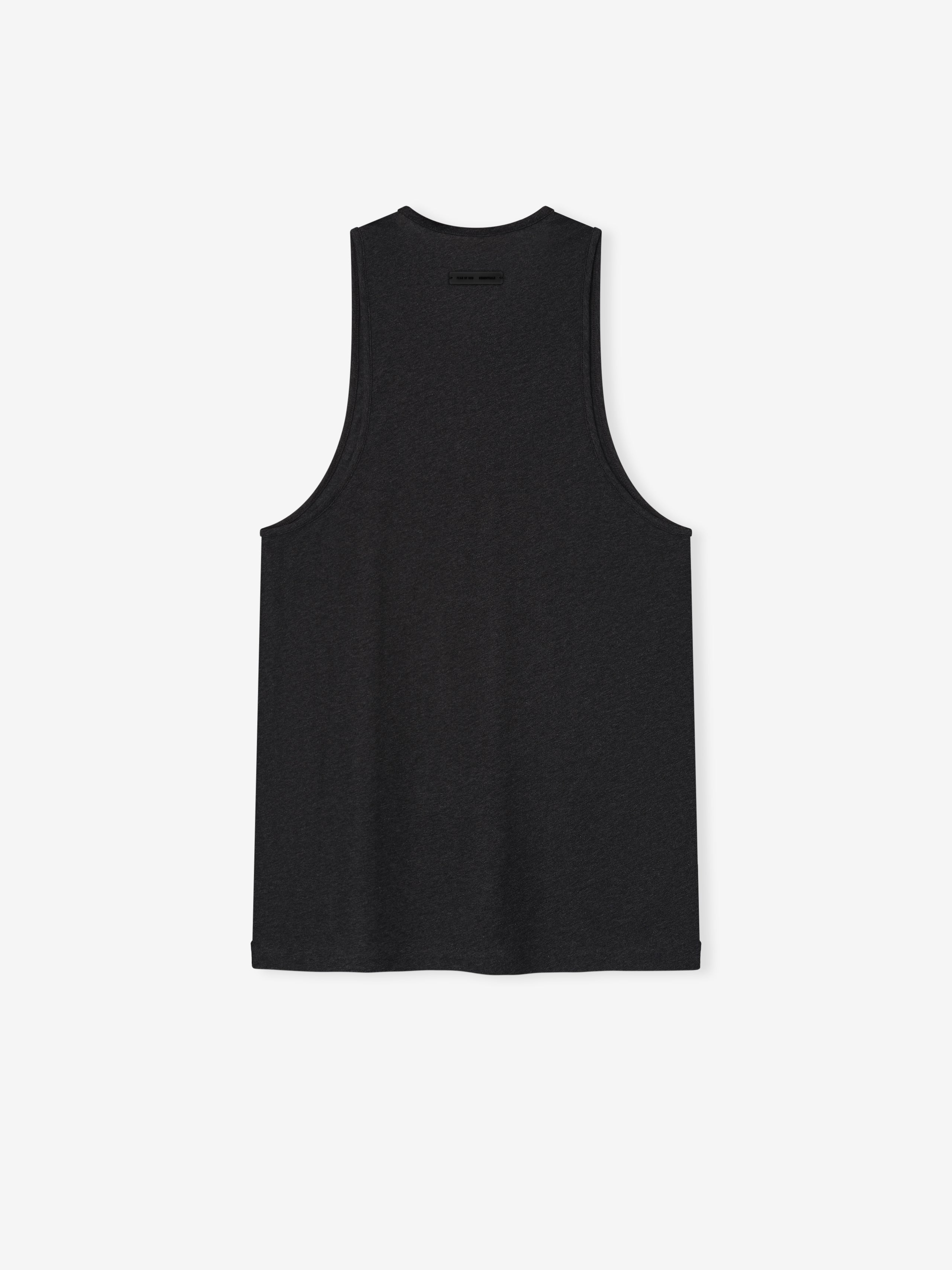 Back view of vintage black Embroidered Essential Tank focusing on clean silhouette and subtle neckline detail, gallery image 0