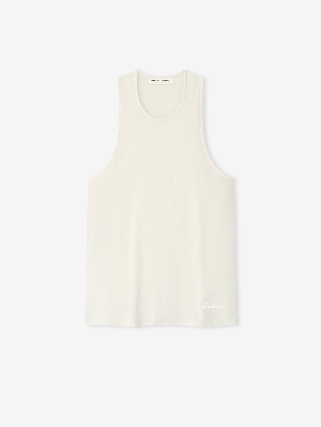 Ivory Embroidered Essential Tank with minimal logo detail near hem, front flat lay, gallery image zero file name 125HO254232F