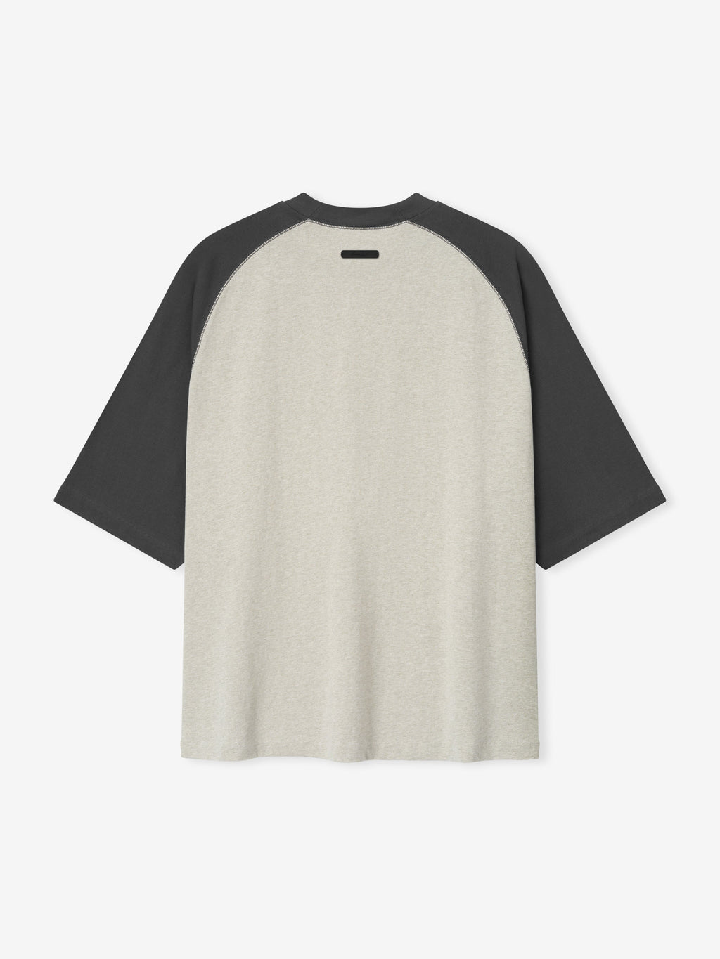 medium-weight cotton jersey baseball tee with oversized fit and contrasting dark raglan 3/4 sleeves back view