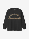 heavyweight pigment-dyed cotton long sleeve tee with oversized 90s silhouette and curved ESSENTIALS FEAR OF GOD logo front