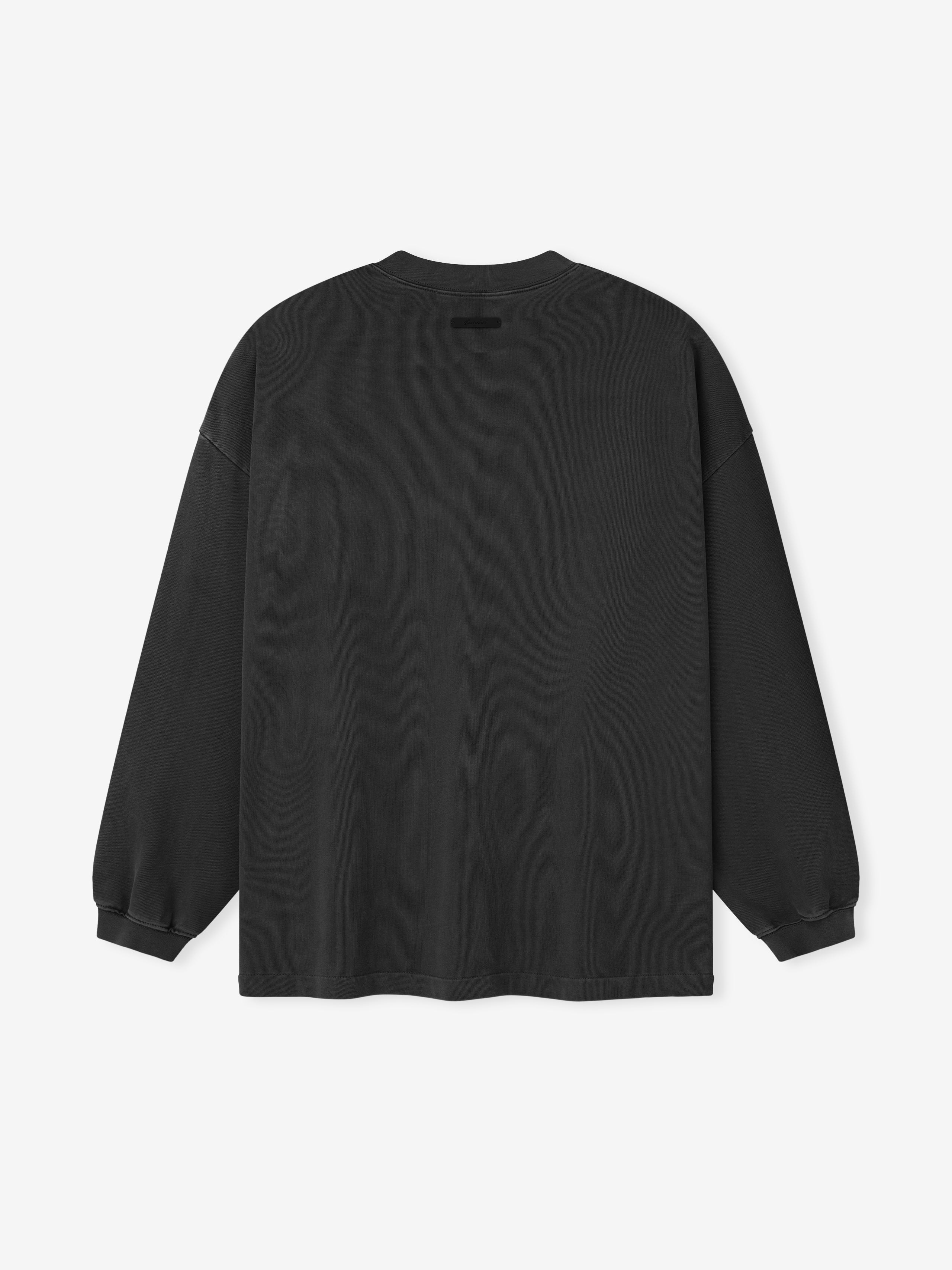 pigment-dyed heavyweight cotton jersey long sleeve tee in oversized 90s fit with ribbed cuffs and crewneck back view