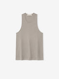 lightweight taupe tri-blend jersey tank top with vintage slim fit and longer length silhouette