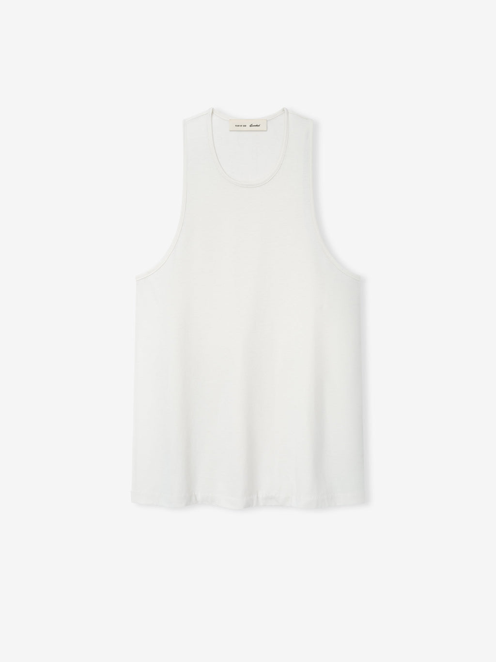 White sleeveless top on a light beige background