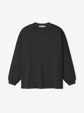 black heavyweight cotton jersey long sleeve tee with rib-knit crewneck and embroidered Essentials logo