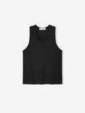 black knit tank top for women with classic relaxed fit and rounded neckline in soft jersey stitch