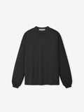 black heavyweight cotton jersey long sleeve tee for women with oversized 90s fit and crew neckline
