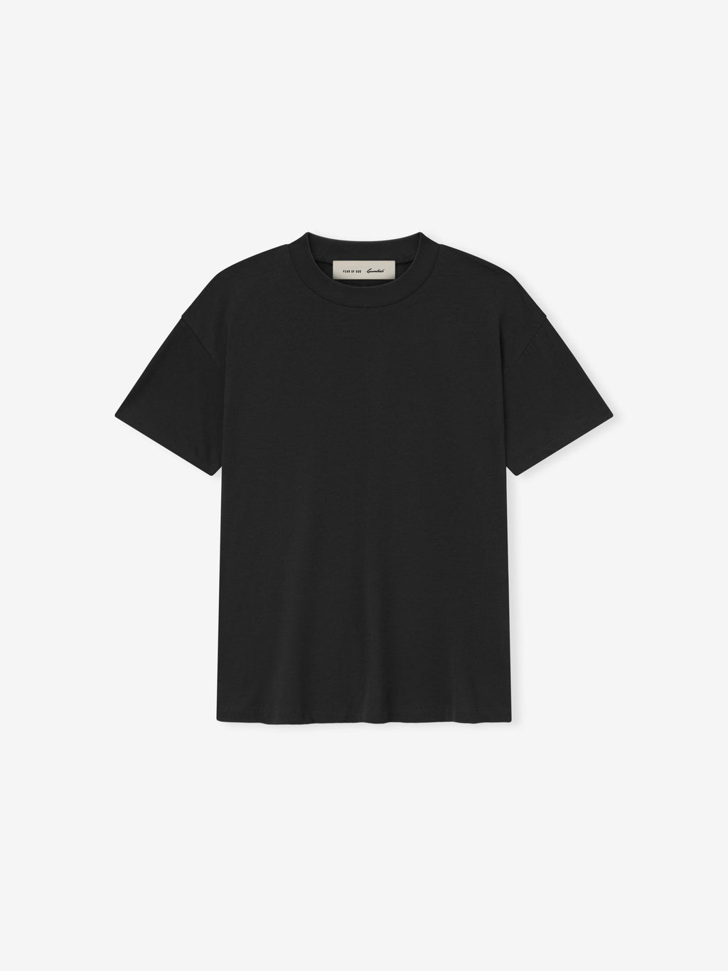 black lightweight cotton blend jersey tee with classic fit and ribbed crew neckline for women