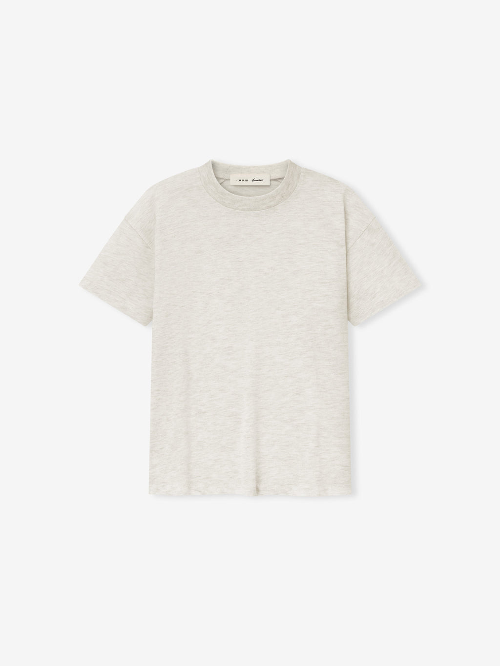 women's classic fit lightweight cotton blend jersey tee in soft beige with rib-knit crewneck collar