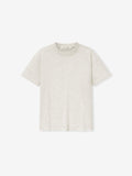 women's classic fit lightweight cotton blend jersey tee in soft beige with rib-knit crewneck collar