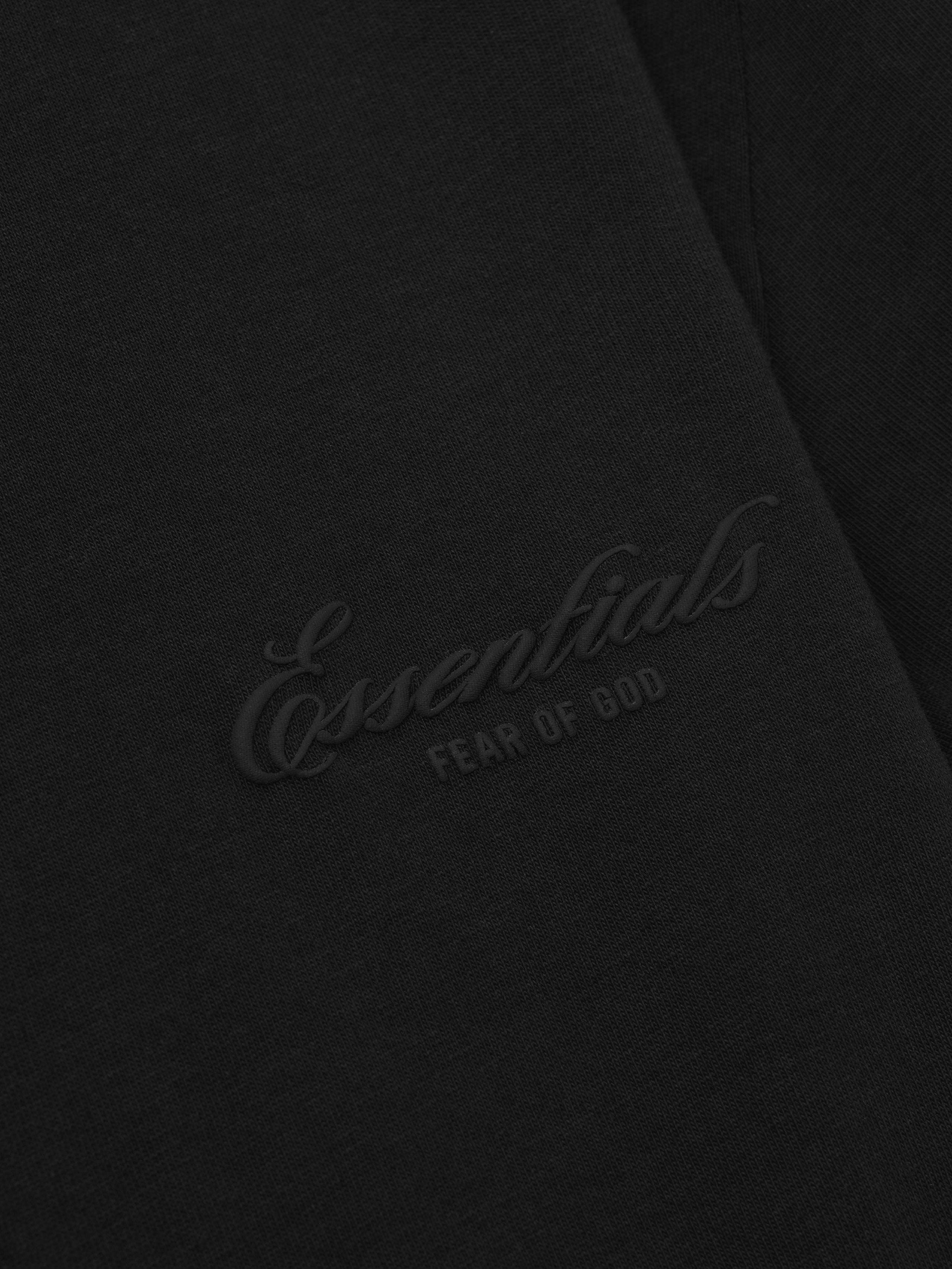 black cotton jersey fabric with subtle tonal puff-printed Essentials Fear of God logo detail