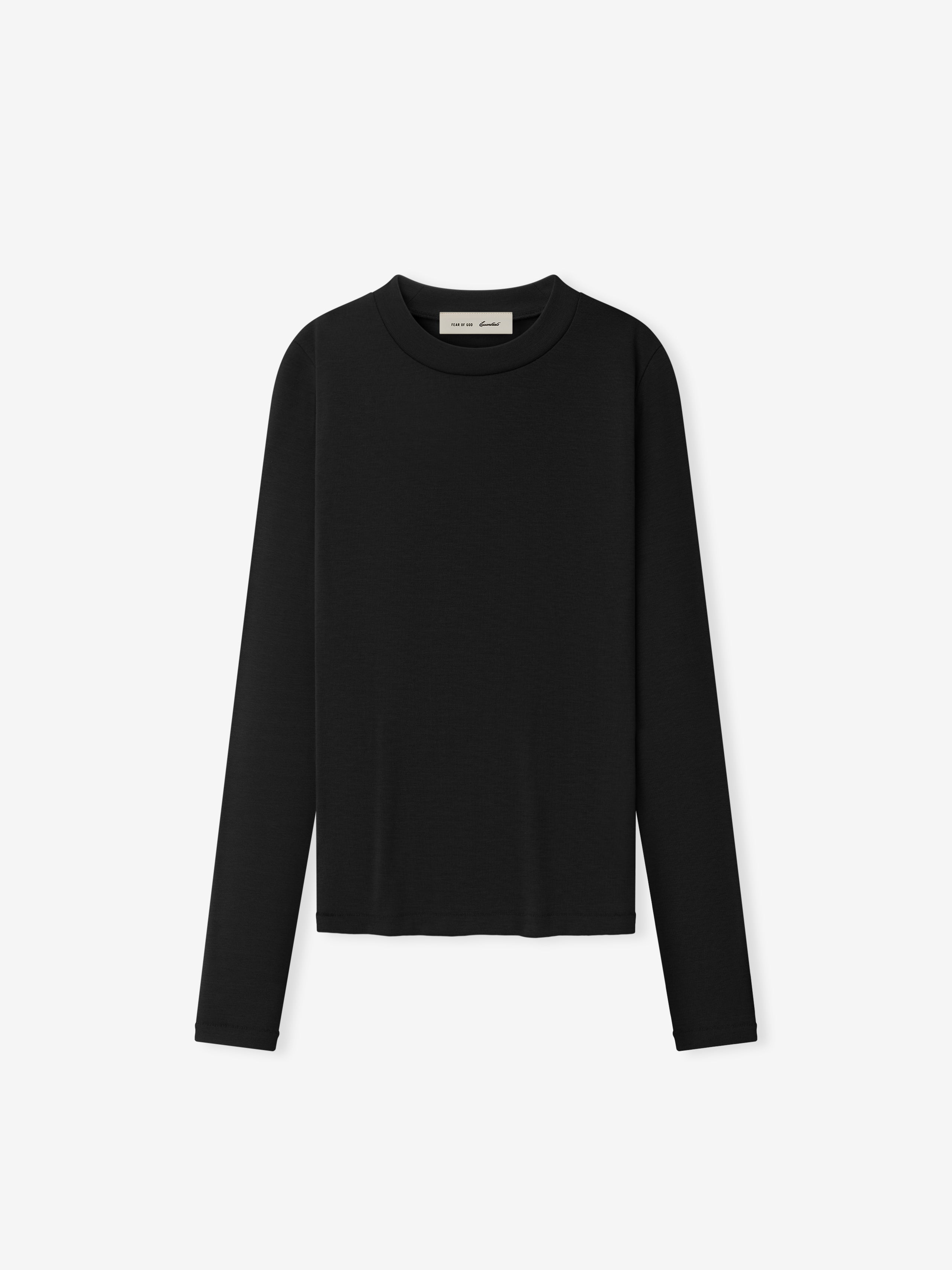Black long-sleeve top on a white background