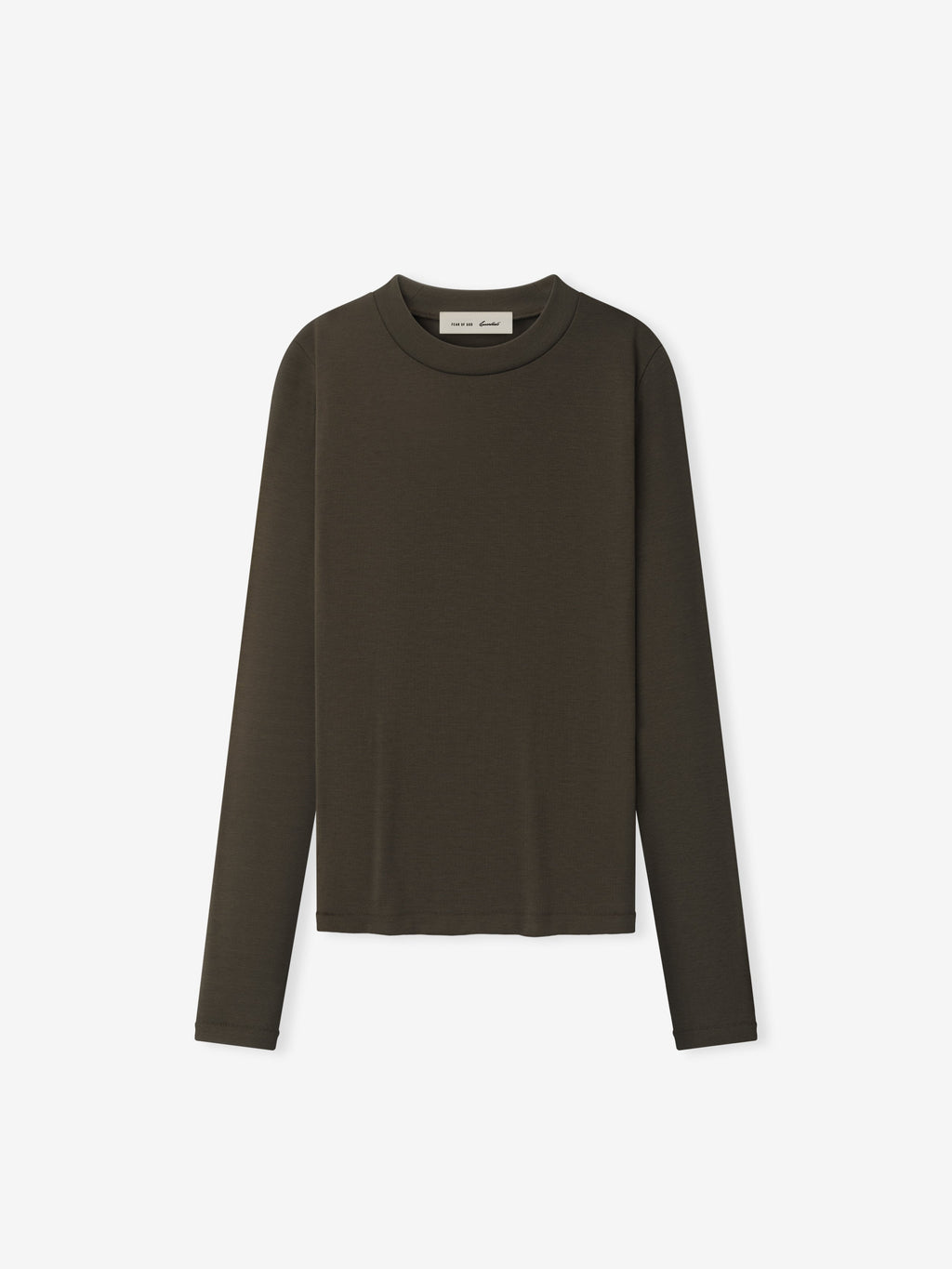 Dark brown long-sleeve top on a white background