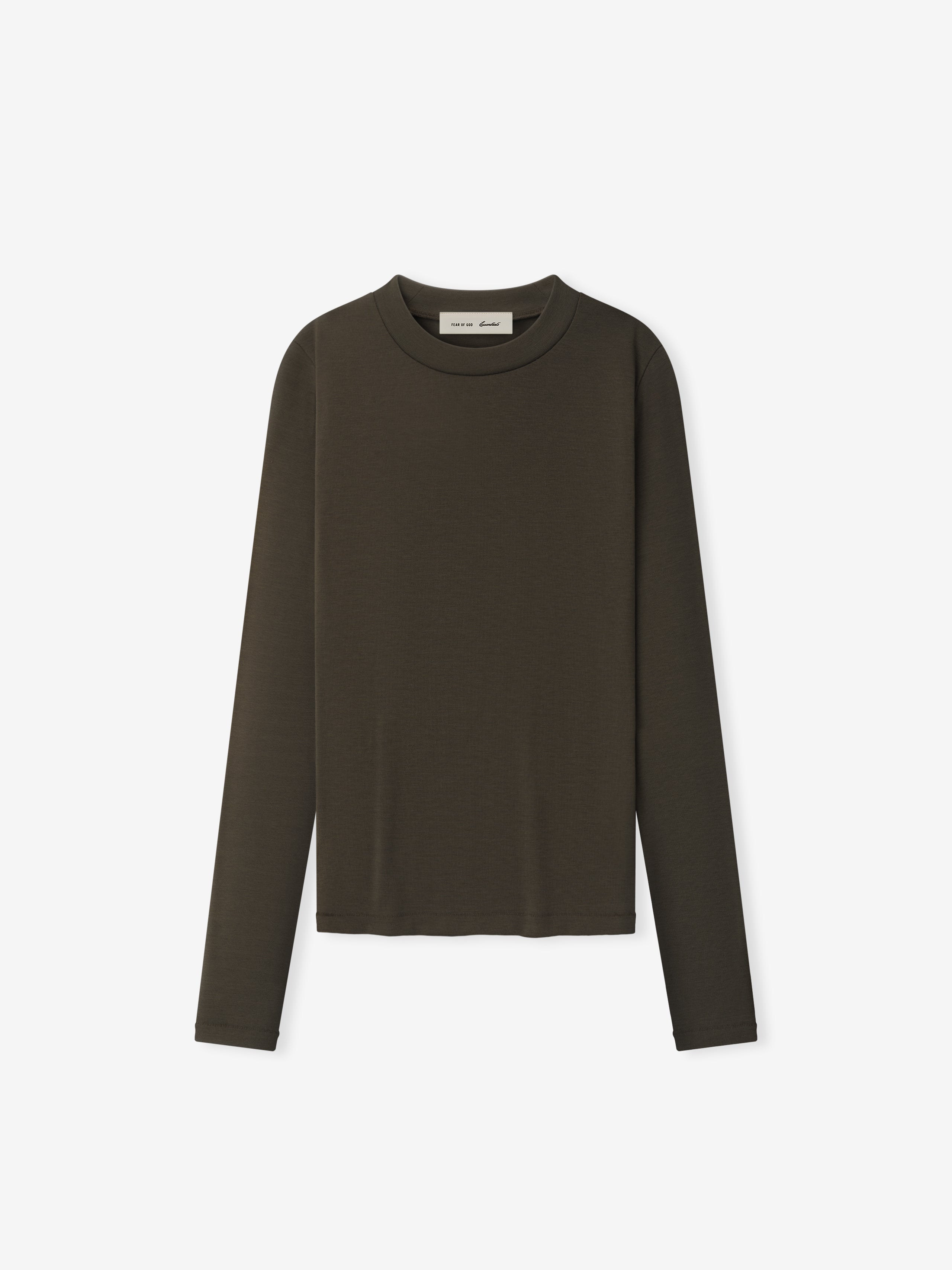 Dark brown long-sleeve top on a white background