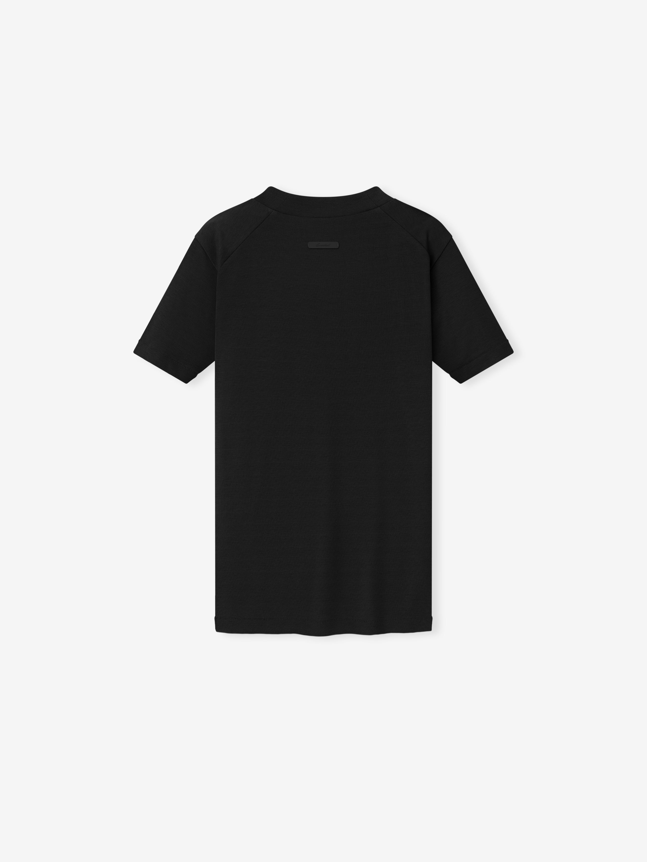 Black t-shirt on a white background
