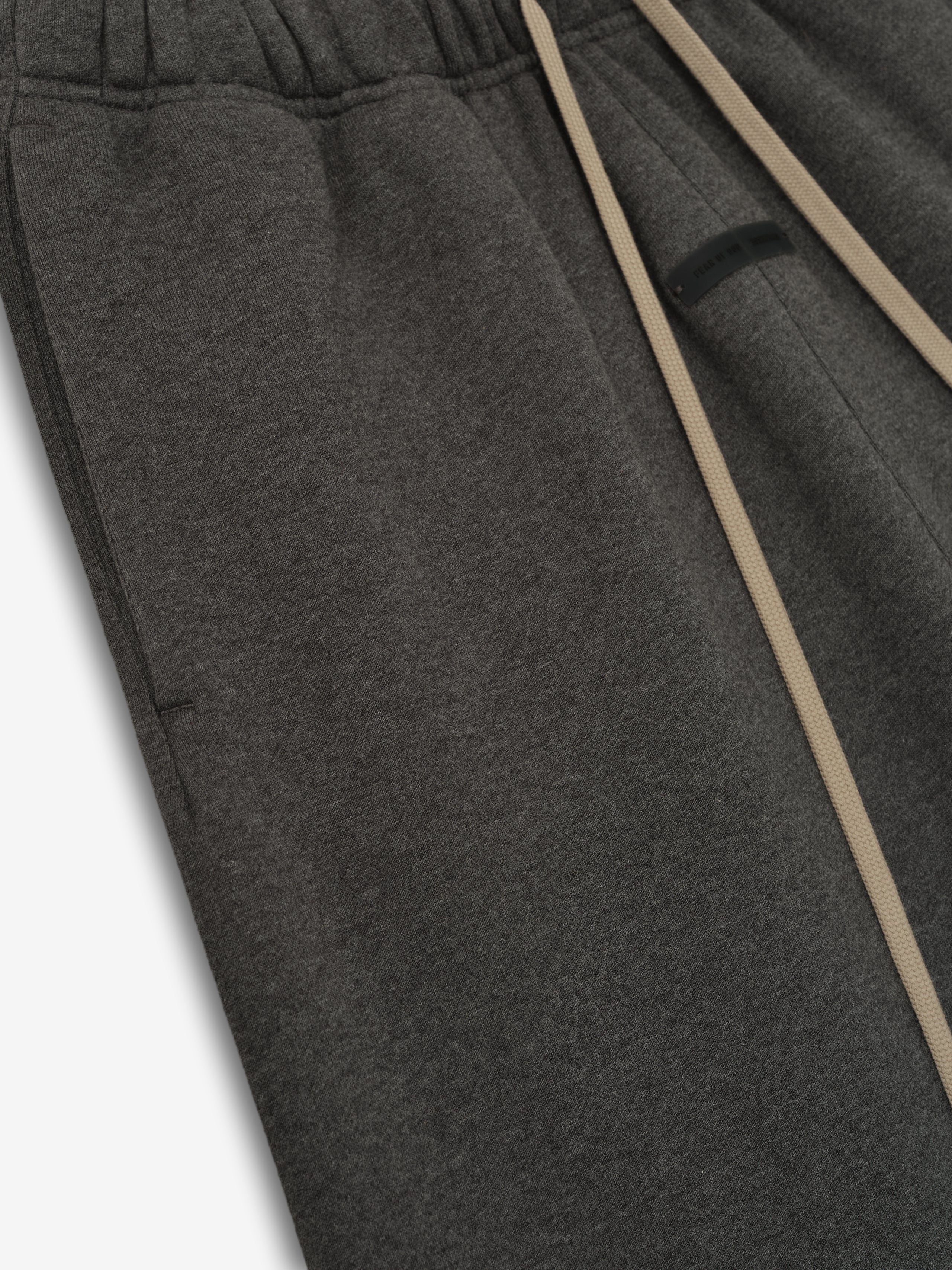 Close-up of charcoal heather Womens Classic Sweatpant showing soft fabric, elastic waistband, and beige drawstrings, gallery 0.