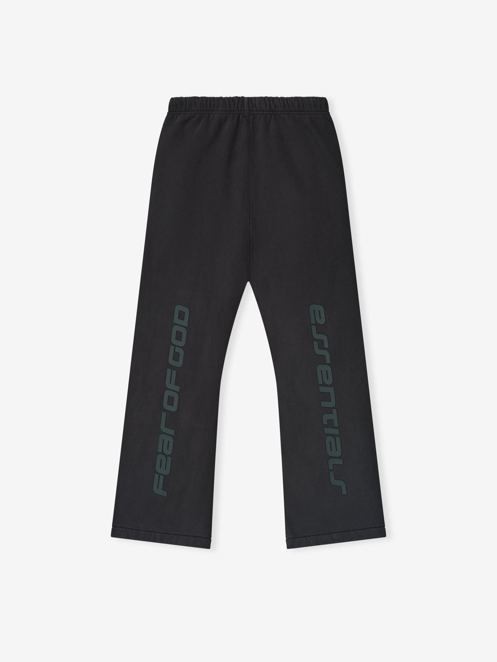 Vintage black Heavy Fleece Flare Sweatpant laid flat with tapered flare and subtle vertical branding on legs, gallery image 0