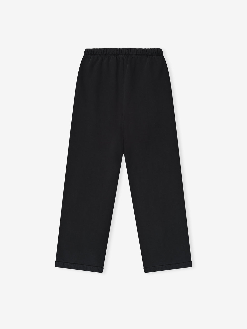 Top-down flat lay of vintage black Lounge Sweatpant showing elastic waistband and relaxed wide-leg cut, gallery image 0