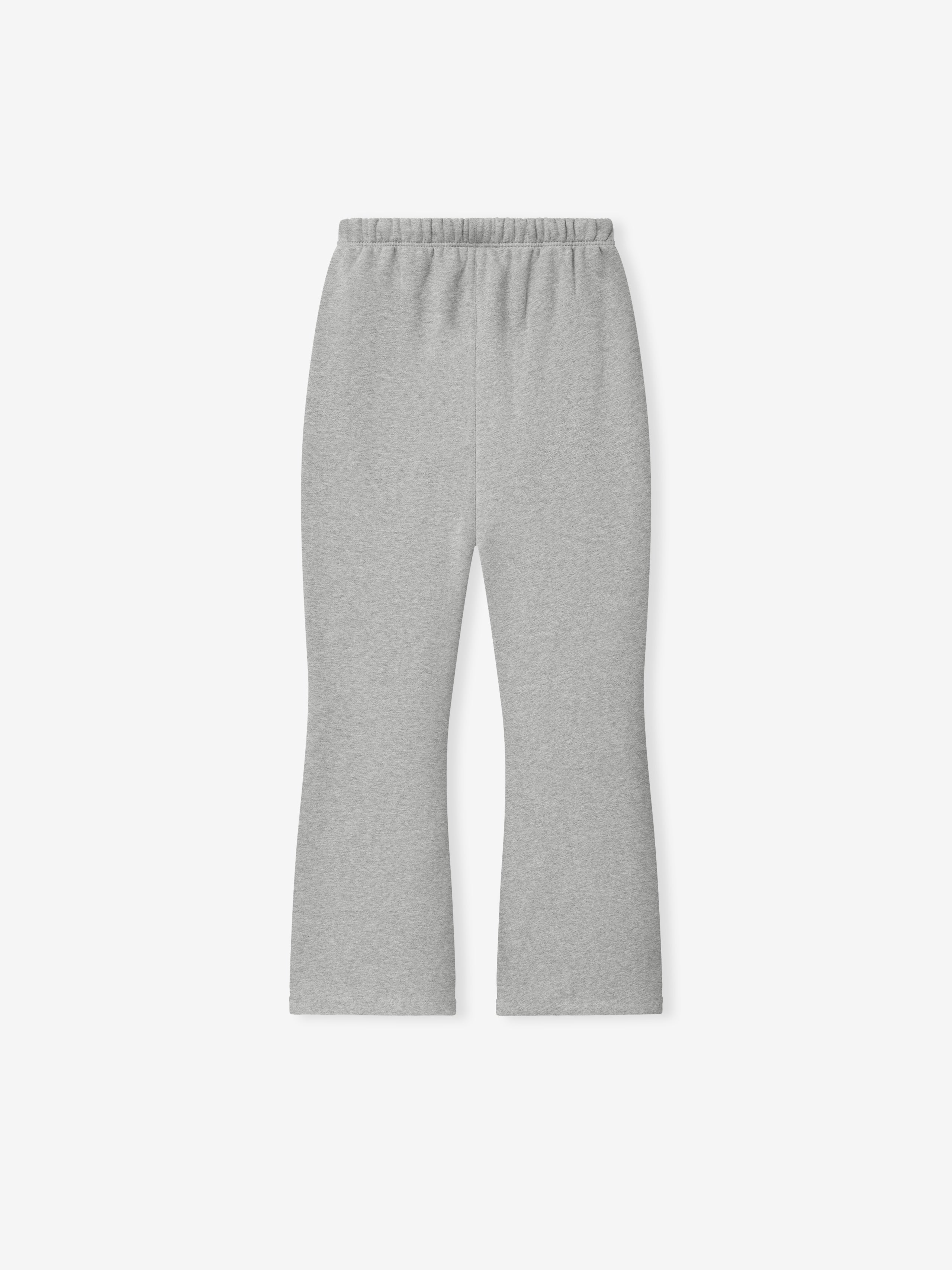 women's light gray flare sweatpants with relaxed fit and elastic waistband made from thick core fleece fabric