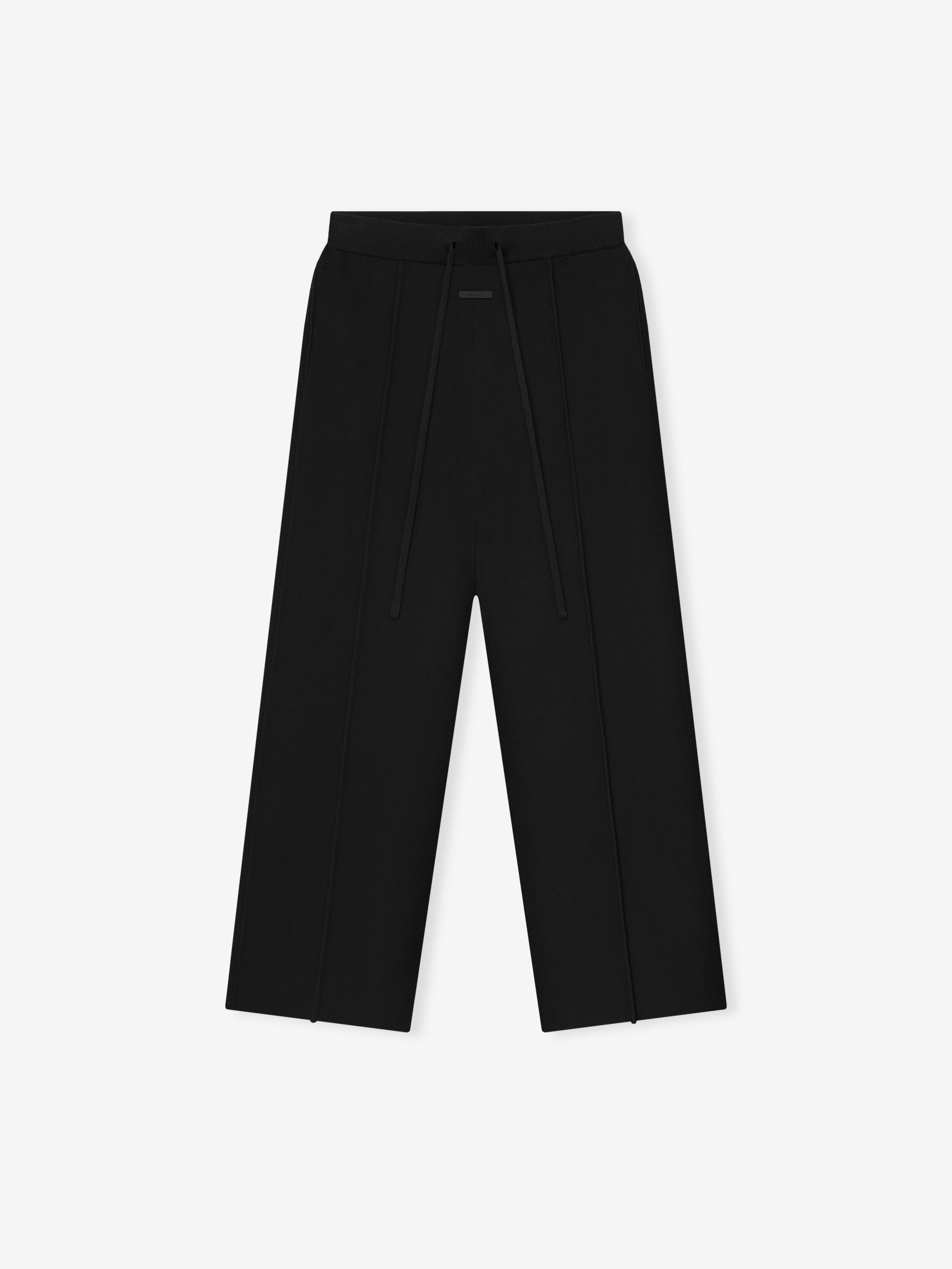 women's relaxed fit lounge sweatpants in black soft jersey knit with drawstring waistband and oversized silhouette
