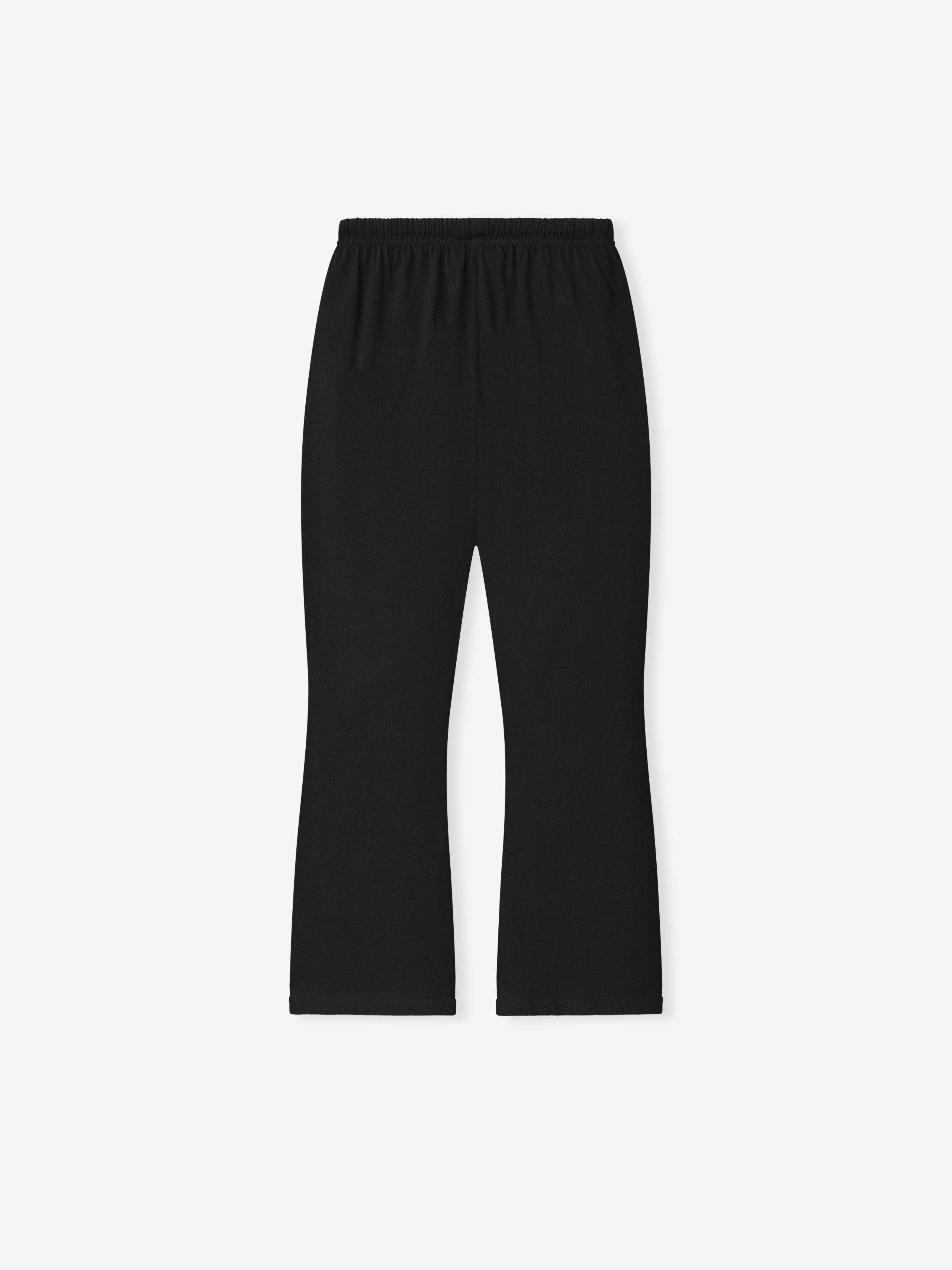 black women's lightweight 100% cotton jersey sweatpants with relaxed fit and flared leg silhouette