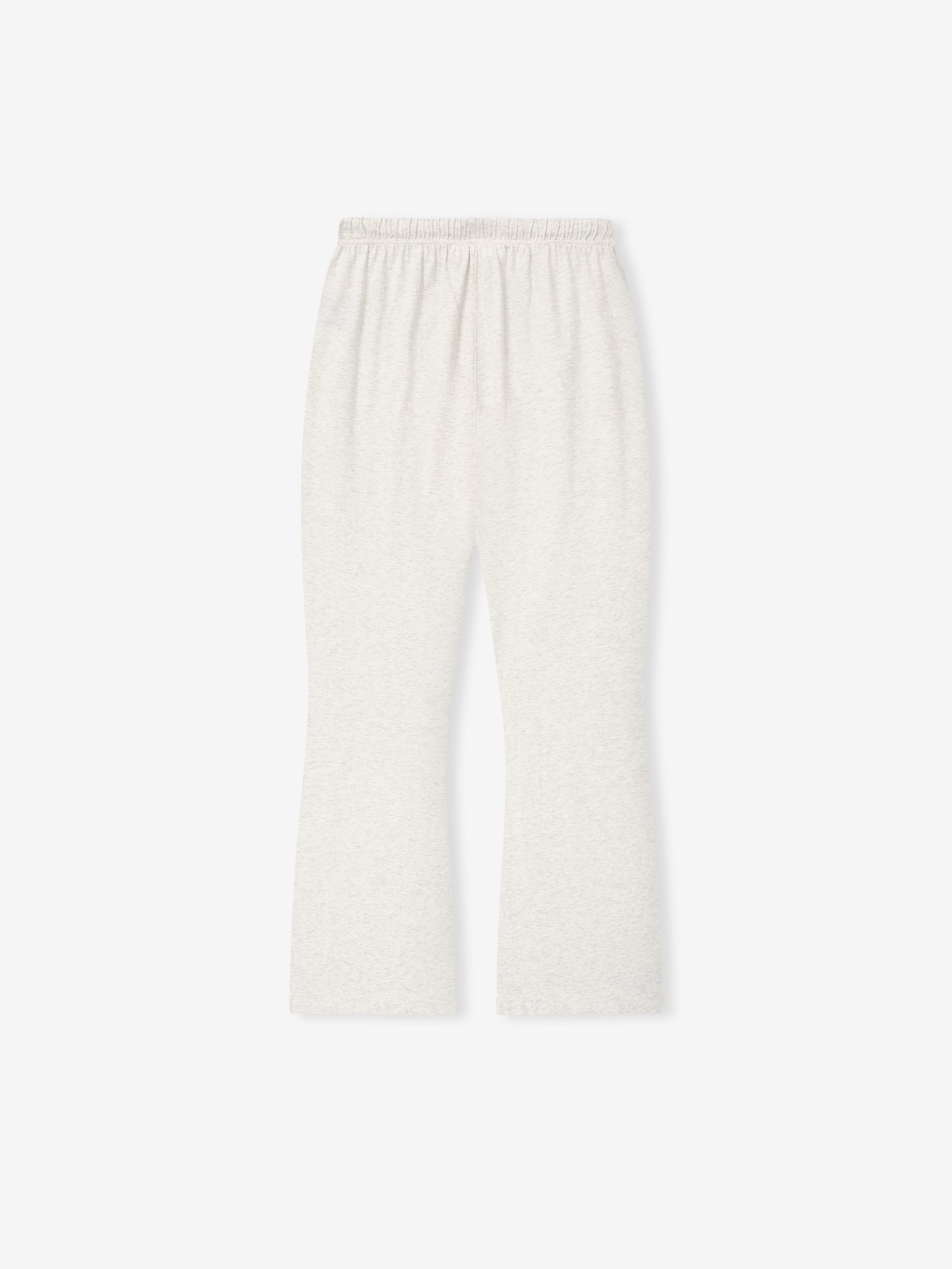 lightweight women's cotton jersey sweatpants in relaxed fit with subtle flare and elastic waistband in light beige
