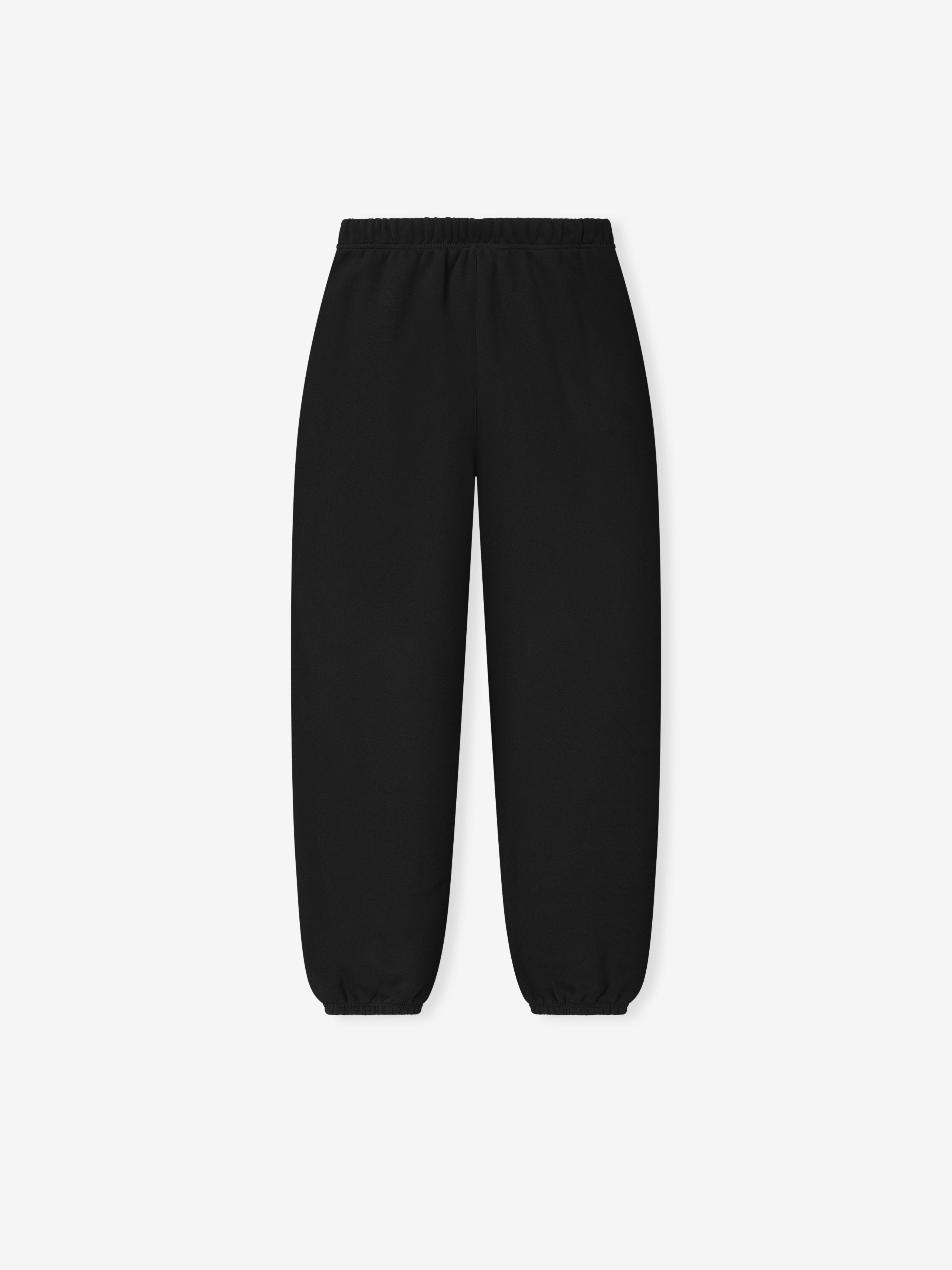 black women's relaxed fit core fleece sweatpants with elastic waistband and tapered leg with elastic cuffs