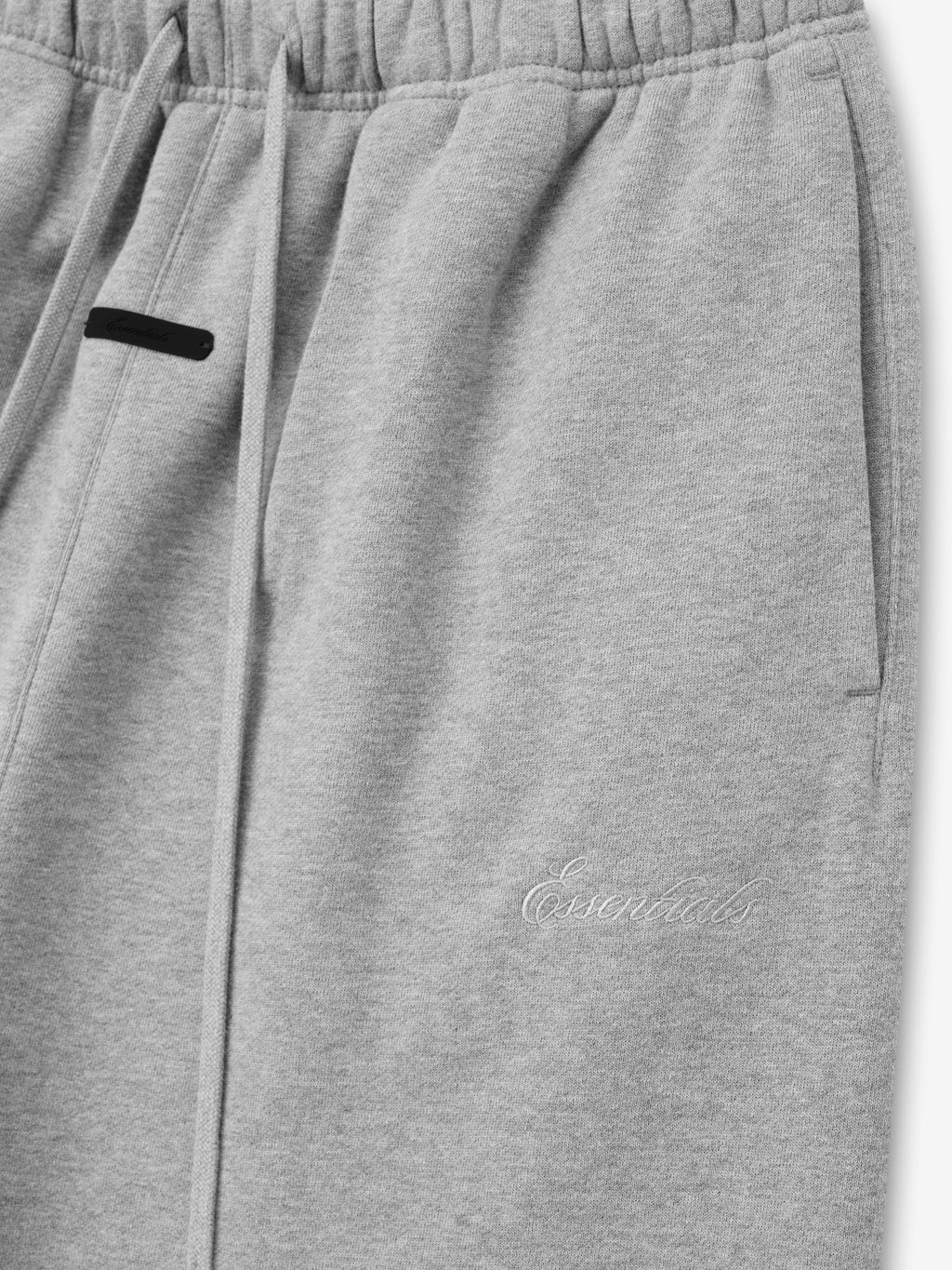 light grey signature classic fit flare sweatpants with elastic waistband and embroidered Essentials logo on leg