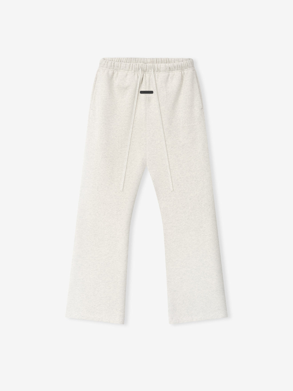 off-white relaxed fit flare sweatpants with elastic waistband and drawstring made from heavyweight core fleece
