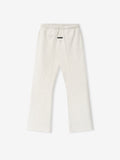 off-white relaxed fit flare sweatpants with elastic waistband and drawstring made from heavyweight core fleece