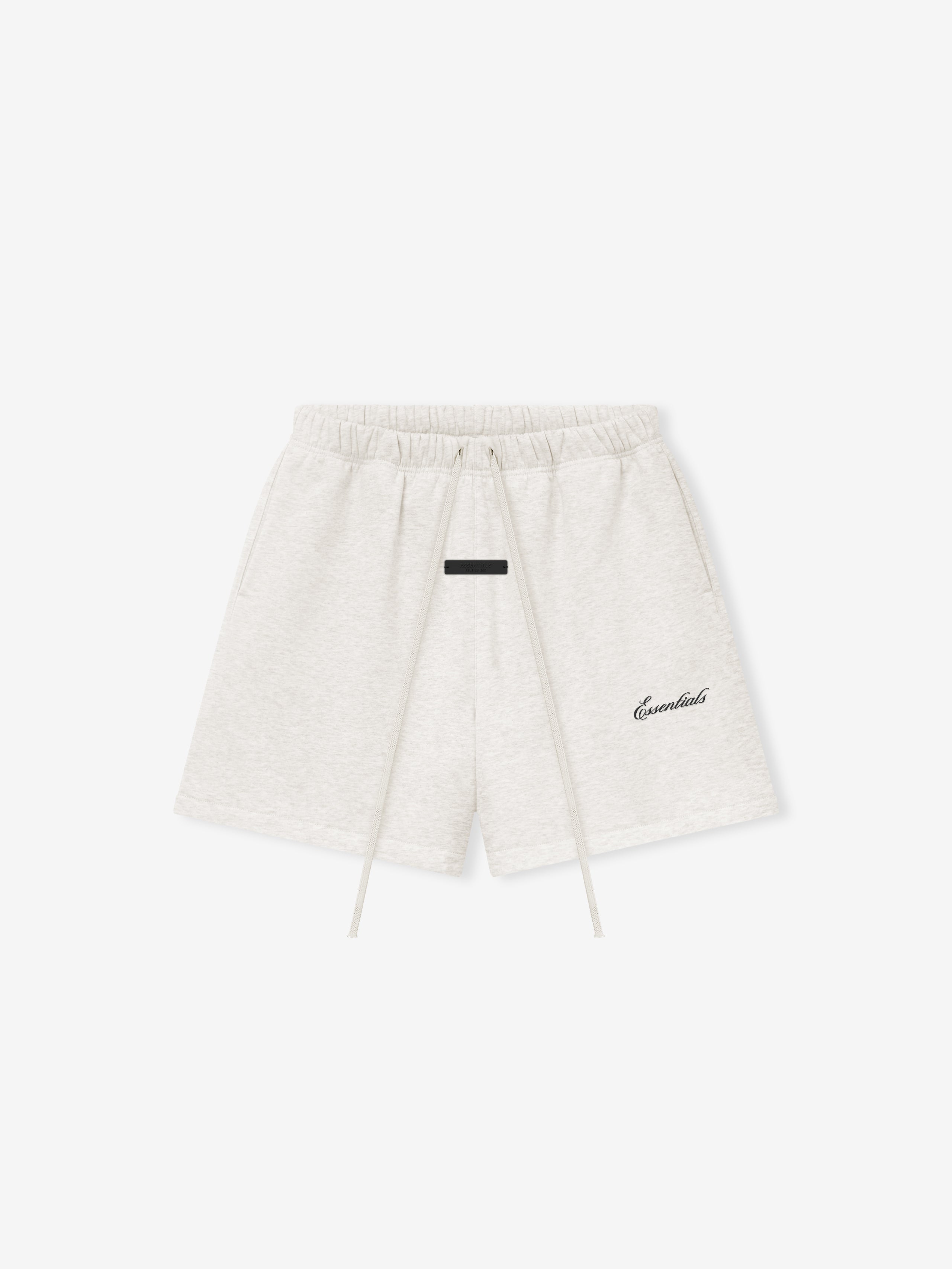 White shorts with a brand logo on a white background