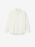 white womens lightweight cotton oxford button-up shirt with relaxed fit and classic collar