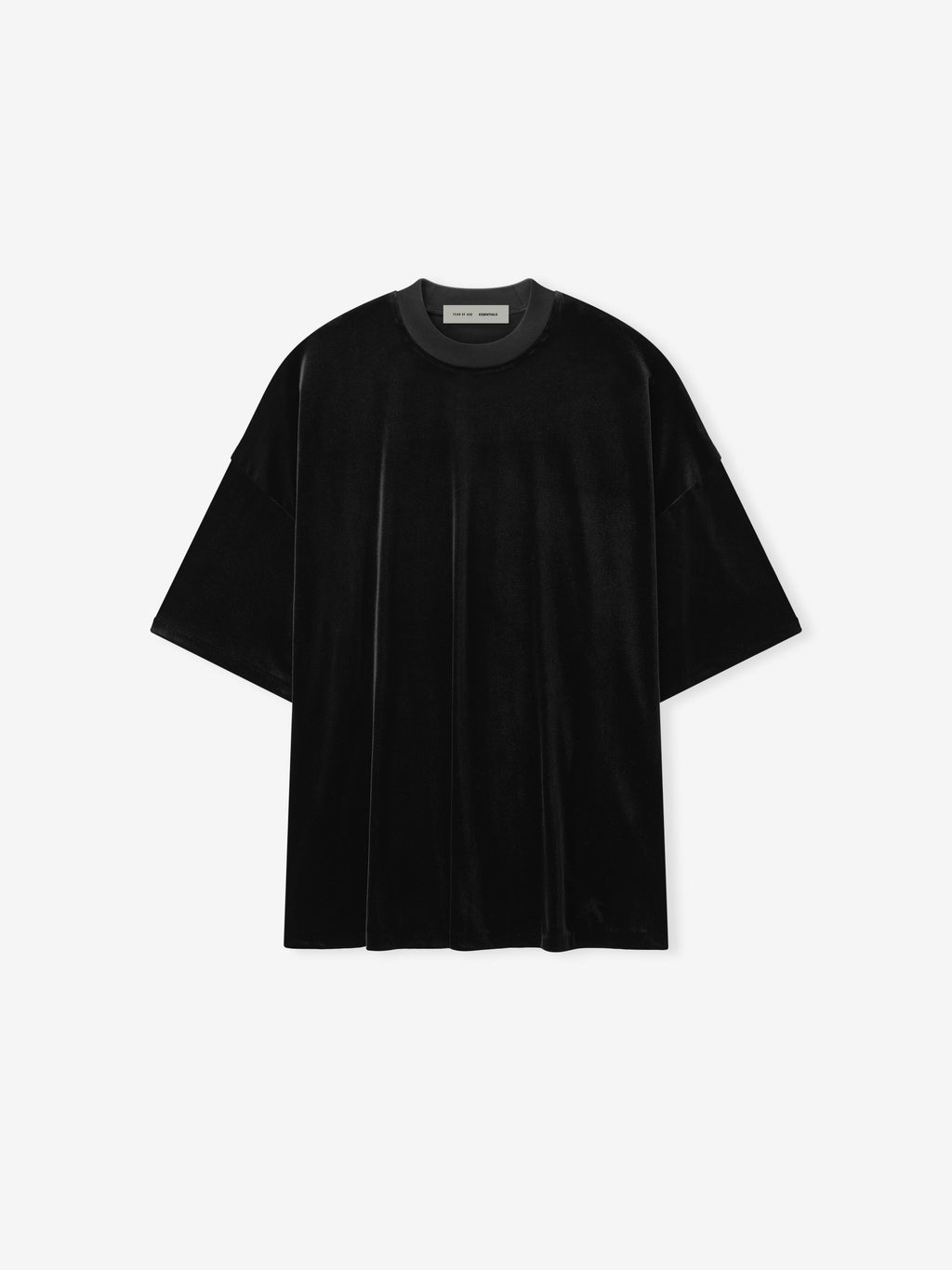Front view of womens oversized black velvet 90s style shirt dress with drop shoulders, product image 192HO259211FW gallery 0