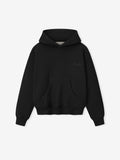 Black hoodie on a light gray background