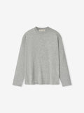light grey women’s classic knit long sleeve tee with relaxed fit and crew neckline for everyday comfort