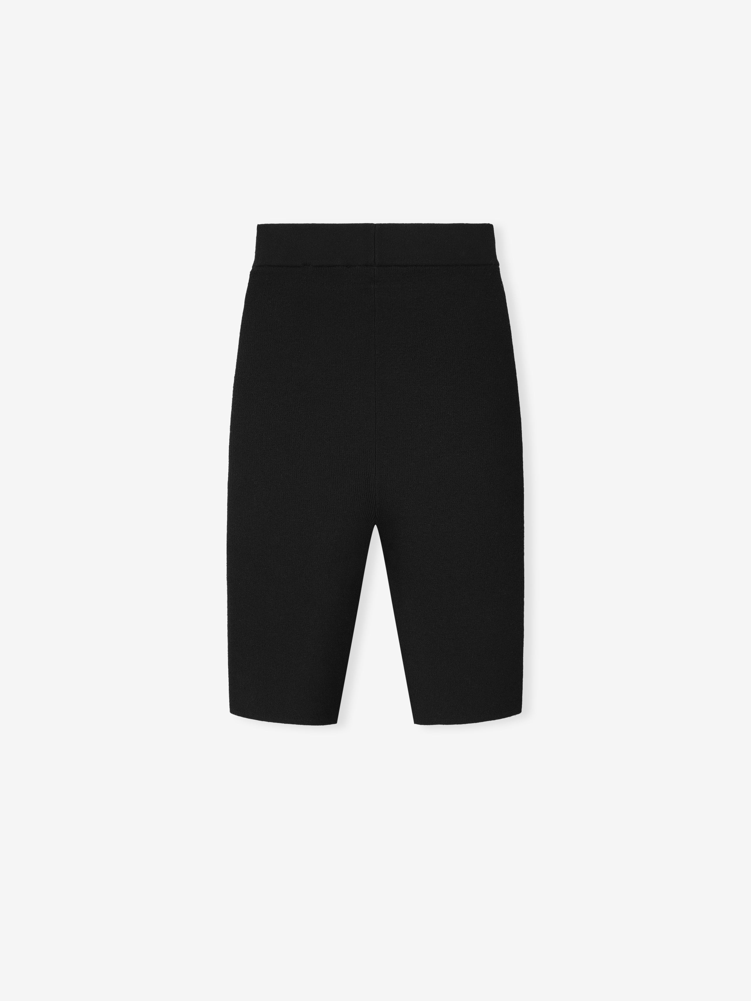 black women’s rib knit bike shorts with high waistband and stretchy fitted silhouette for casual wear
