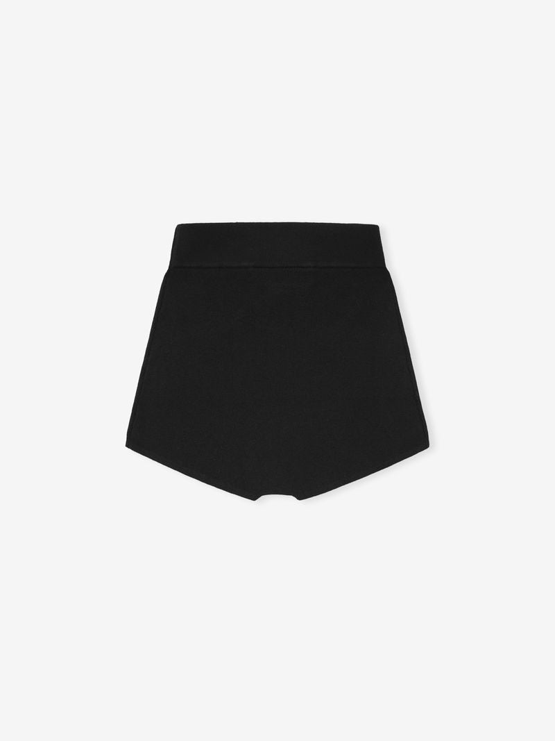 Back view of black womens rib boy shorts displayed flat on light gray background 1J7w_6mw.jpg gallery 0