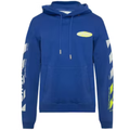 OFF WHITE DIAGONAL SPLIT LOGO HOODIE BLUE