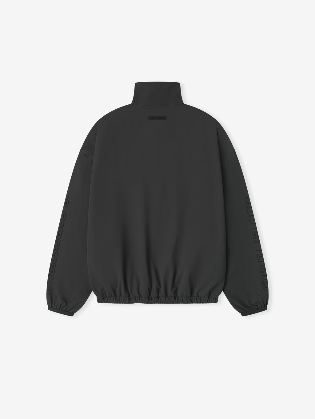 Back view of iron grey womens nylon half zip track jacket with elasticated hem and subtle sleeve branding gallery 0