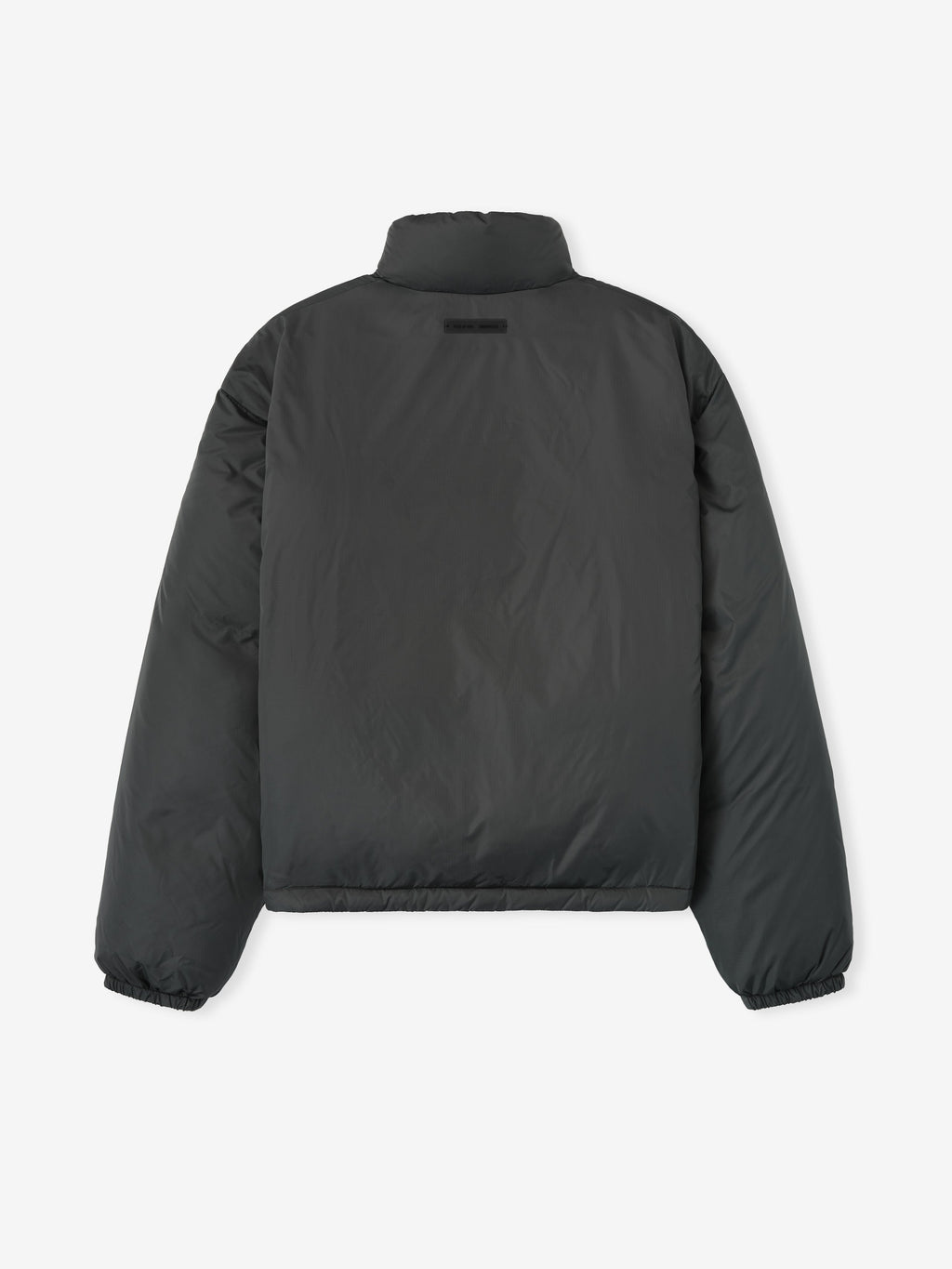 Back view of iron grey ripstop nylon puffer jacket with stand collar and elastic cuffs, file 202HO258151F_PUFFER_JACKET-IRON_GREY_2.jpg