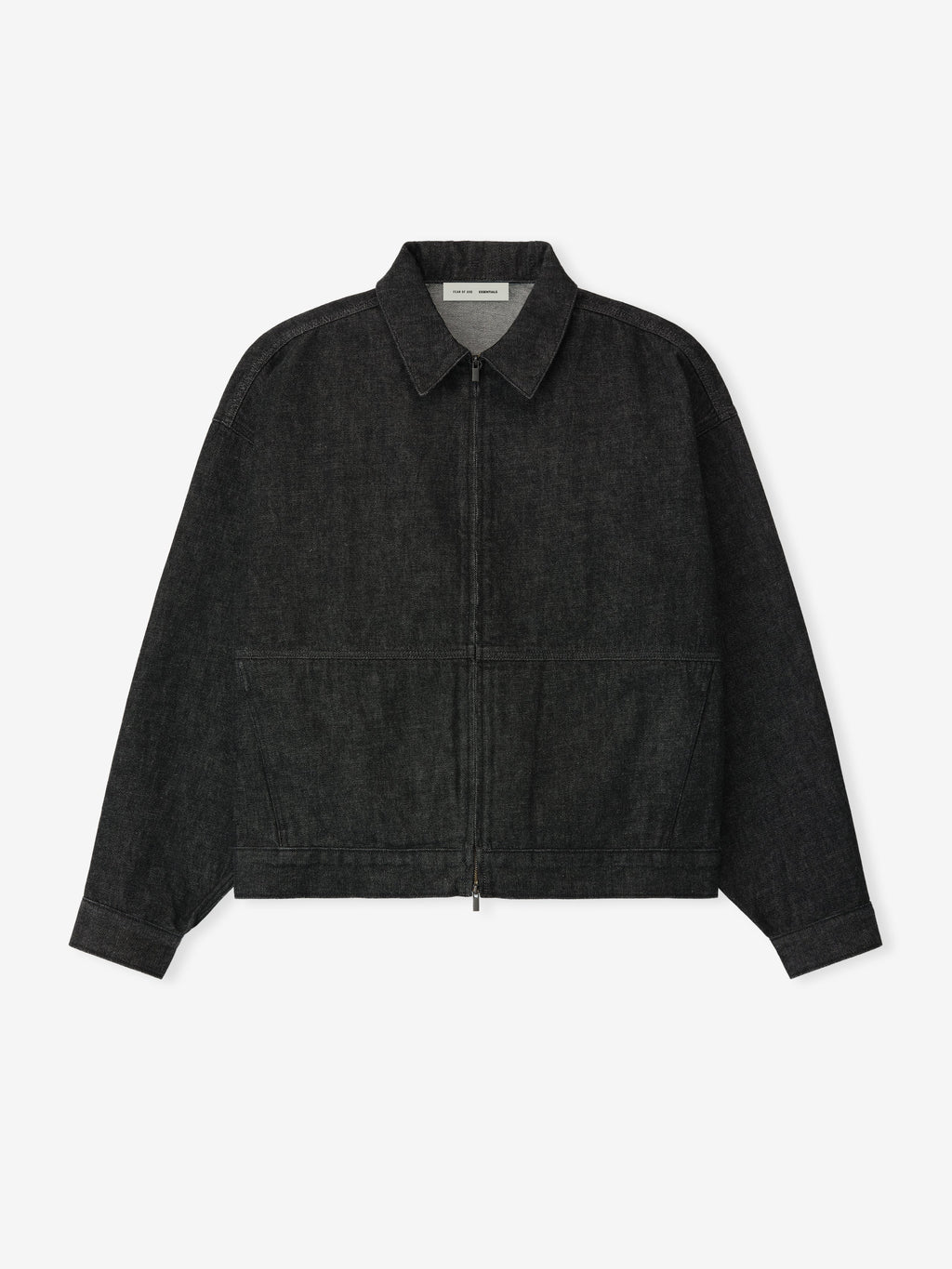 Vintage black denim work jacket front view with full zipper and classic collar, file 202HO258231F, gallery 0