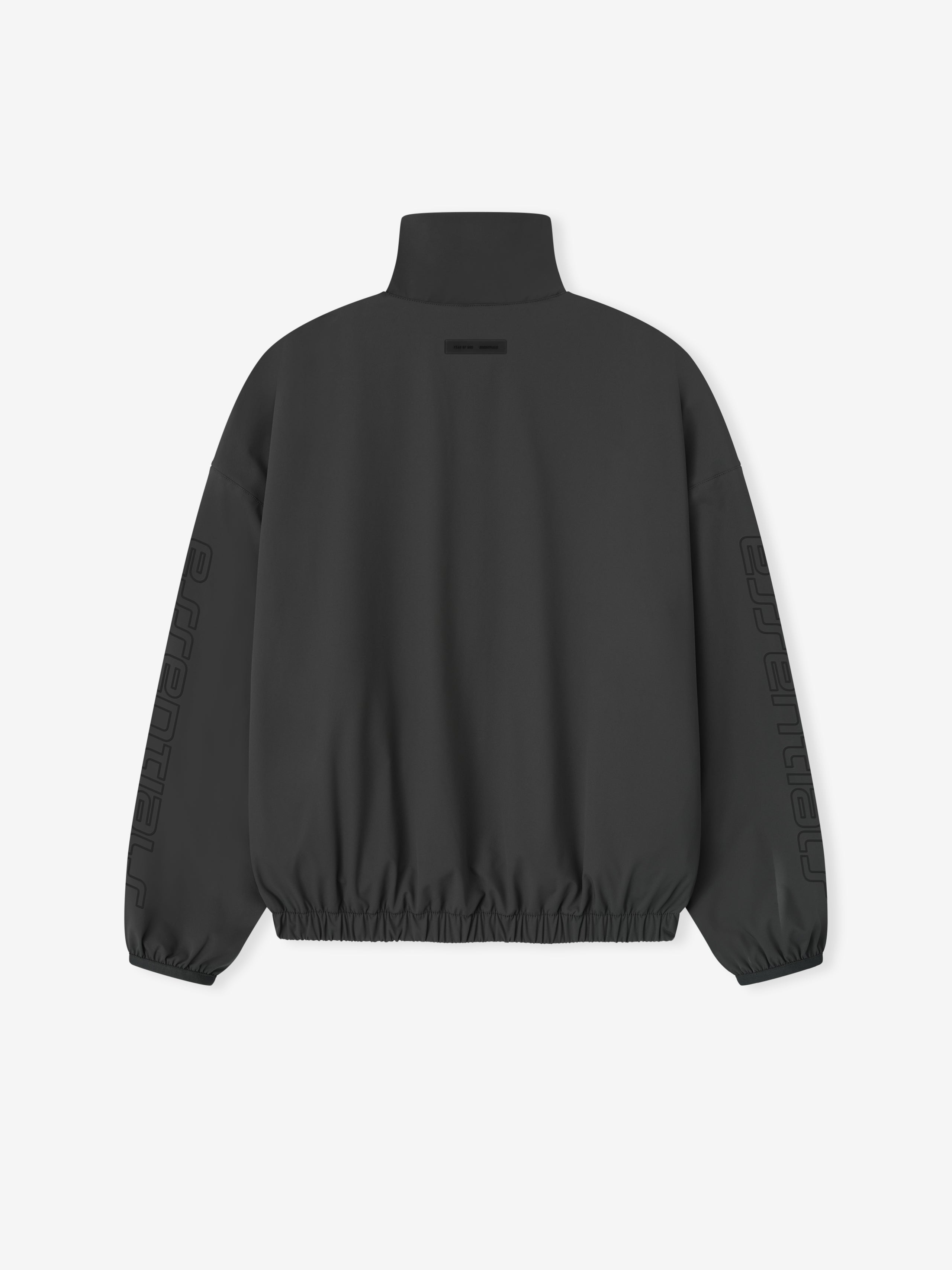 Back view of iron grey Tech Nylon Half Zip Track Jacket with elastic hem and tonal embossed sleeves, gallery position 0