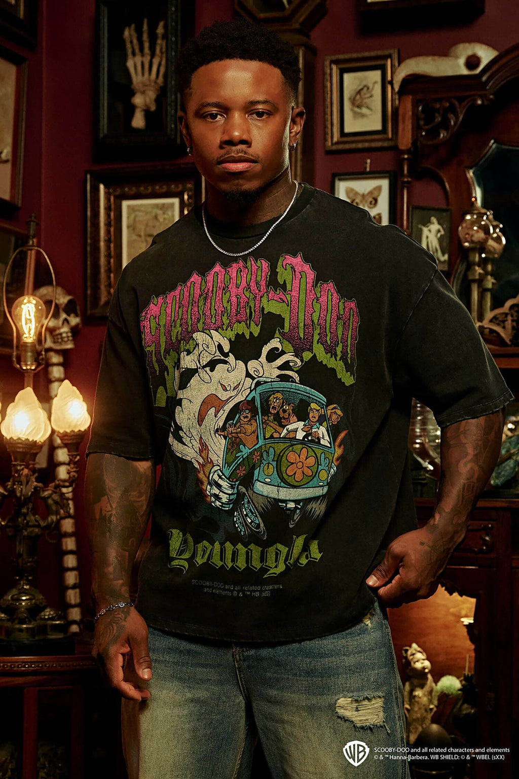 4252 - Scooby-Doo Tees - Relaxed fit, soft breathable cotton with oversized Scooby & Mystery Machine graphics. Playful, standout style in Smoke & Screams.