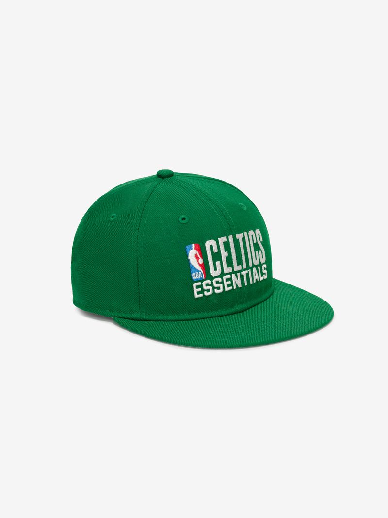 Green Celtics 9Fifty RC Snapback with flat brim and white NBA Essentials logo embroidered on front panel