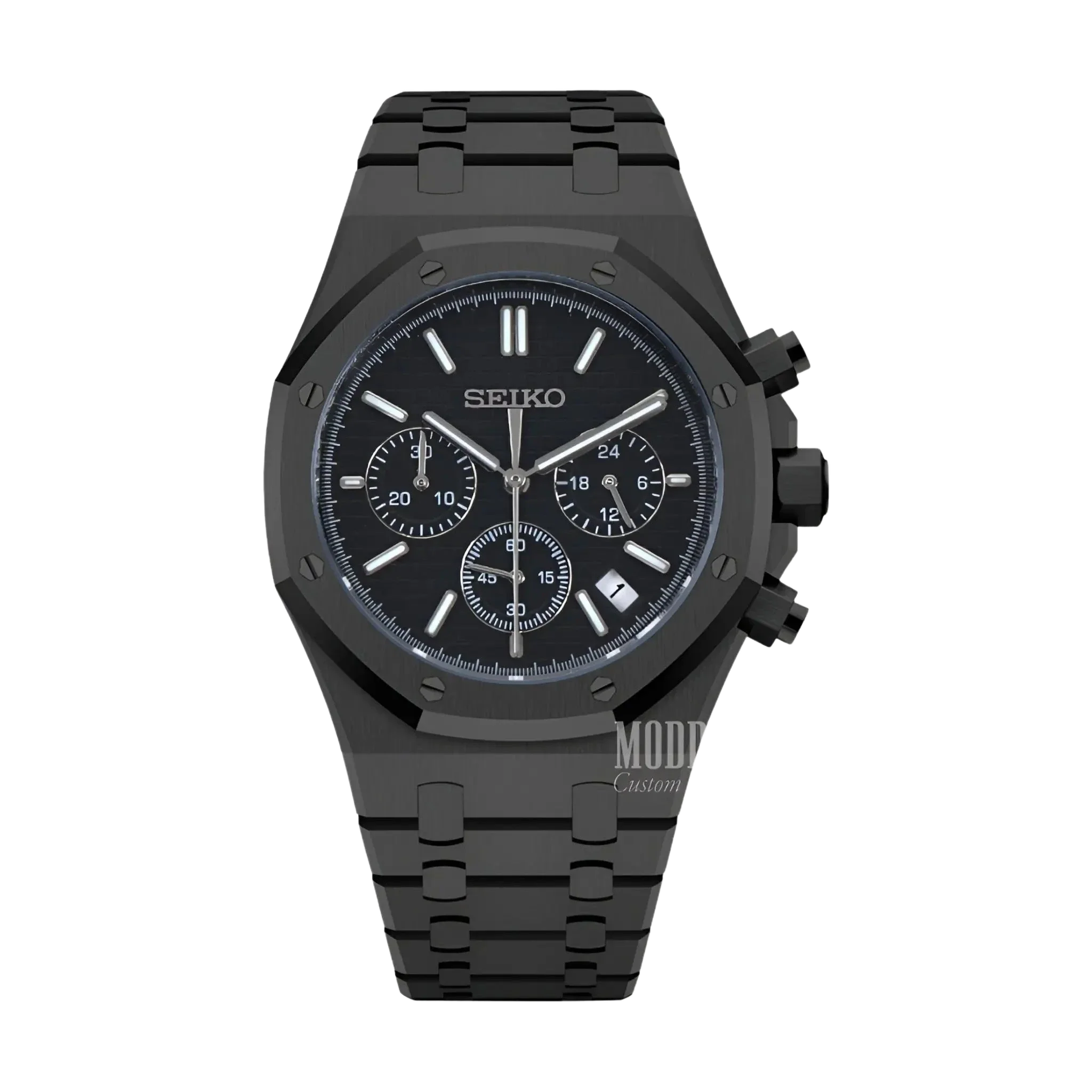 Seiko Mod Royal Seikoak Chrono Triple Black