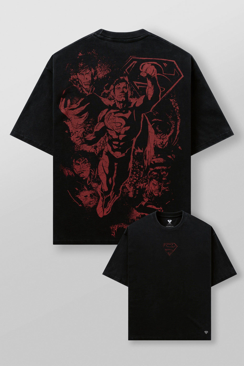 4044 - Superman Graphic Tees - soft heavyweight 290 GSM cotton with a black washed finish, Superman graphics in multiple designs in Legacy