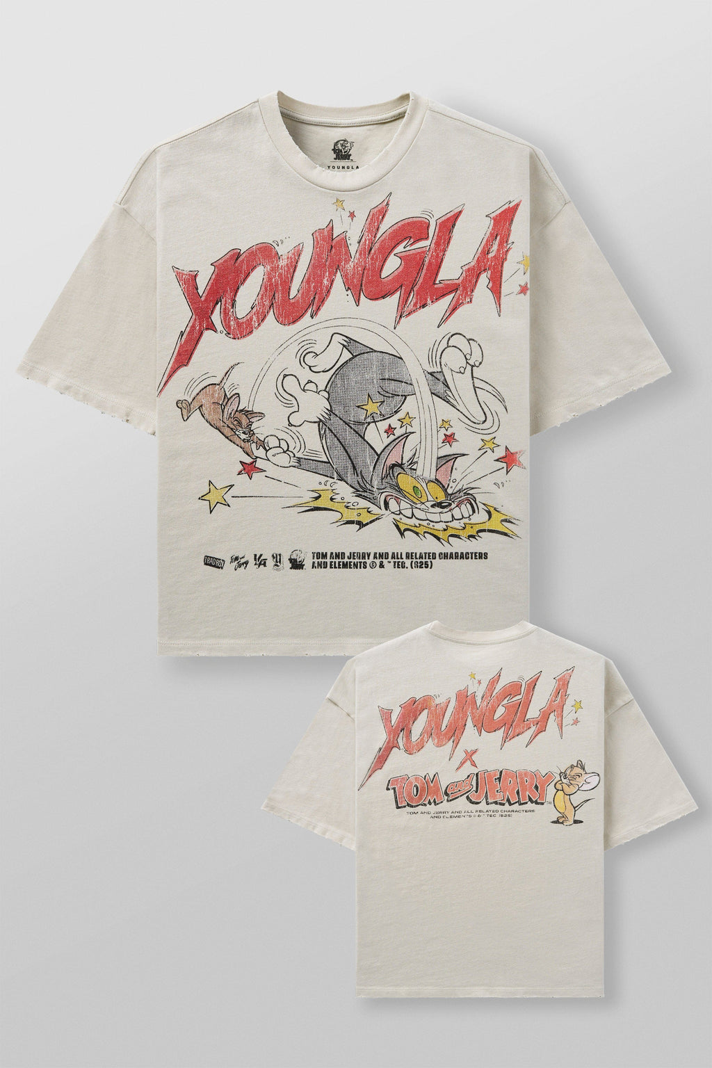 4082 - Tom & Jerry Tees- Tom & Jerry oversized cotton tee featuring bold throwback graphics of classic cartoon scenes, midweight and collectible – The Fight Time design